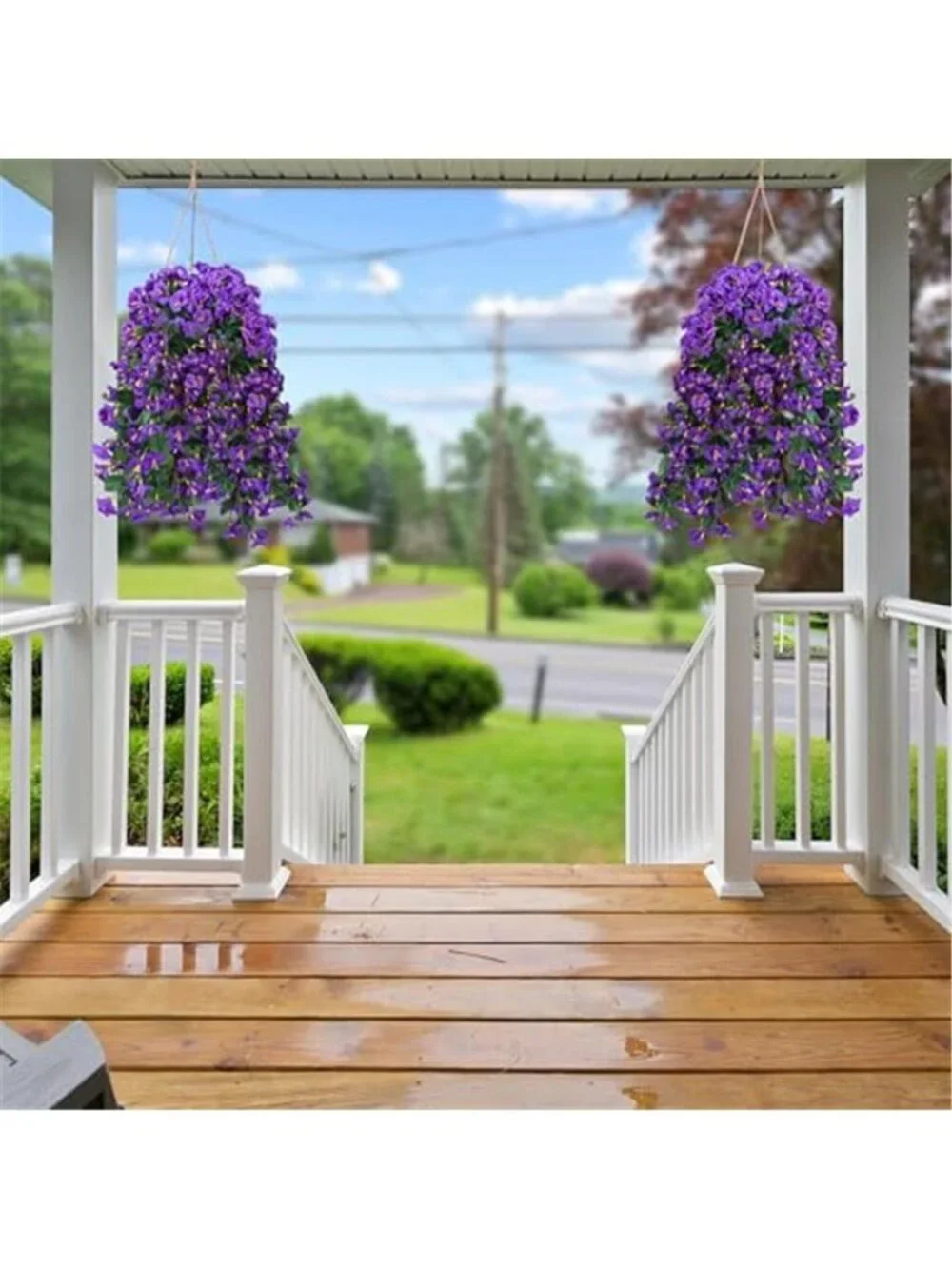 Artificial Hanging Flowers UV Resistant Faux Ivy Vine Outdoor Decor 2 Pack